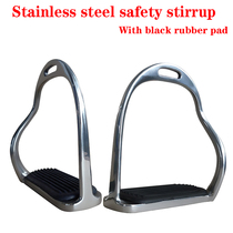 Stainless steel safety pedals no rust no fading exquisite stirrup black non-slip pad with color box