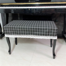 New cotton linen fabric piano cover Plaid piano thick cotton stool cover Korean lace piano stool cover