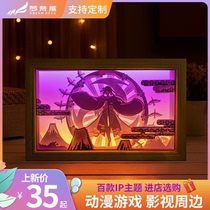 Anime paper carved lights Naruto One Piece King of Toro light meets the surrounding area to customize 3D night light
