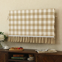 TV Hood LCD TV cover dust cover cover fabric grid hanging American milk tea small grid