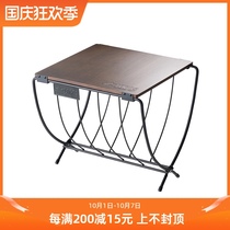Japanese LOGOS outdoor camping easy to carry folding storage moisture-proof firewood wooden roof rack table