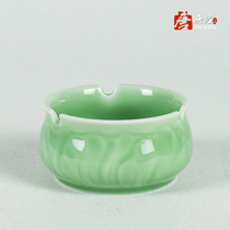 Dragon Springs Green Porcelain Ashtrays Peony Flowers Tangled Branches Smoke Cylinder Tea Set Accessories Table Ashtrays