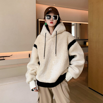 Jiang Xiaoya imported real lamb fur one female hooded 2021 new popular young fur coat