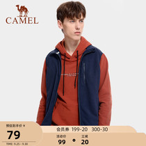 Camel outdoor fleece vest vest jacket 2021 autumn plus velvet padded solid color sports fleece vest men and women