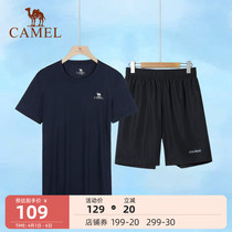 Camel speed dry sportswear suit mens summer light and thin breathable shorts T-shirt casual running fitness Two sets of women