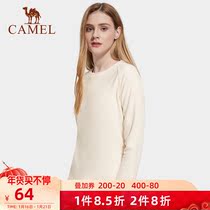 Camel outdoor fleece men and women 2021 autumn pullover solid color velvet thin model couple base shirt