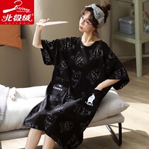 Sleeping Skirt Woman Summer 2022 New Pure Cotton Short Sleeves Big Code Slim Summer Black Pyjamas Skirt Over Knee Length