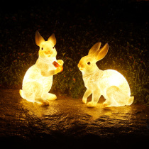 Led luminous rabbit animal styling lamp outdoor landscaped view lamp garden lawn brightening solar courtyard lamp