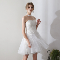 Wedding dress 2021 new short tube chest simple light wedding dress forest slim little girl go out
