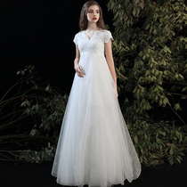 Main wedding dress 2021 new advanced sense small man pregnant woman light wedding dress high waist cover pregnant belly large size go out yarn winter winter