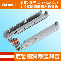 Perilon drawer track damping buffer full-pull three-section rail support bottom mounting half pull slide rail mute Blum Imports