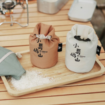 Outdoor camping grain rice bag funnel mouth wooden buckle bundle mouth is not easy to sprinkle 1KG large capacity canvas storage bag