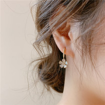South Korea's Dongdaemun Same Female Shell Flower Micro-inlaid Zircon Earrings Temperament Joker Fashion Fresh Petal Ear Hook