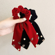 Retro Velvet Ribbon Hair Rope Bow Intestinal Rings Hair Rope Female Korean Net Red French Elegant Head Jewelry