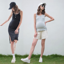BELLYWEAR pregnant woman vest skirt summer wear fashion simple color matching stitching sleeveless vest bottoming coat