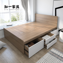 Custom small apartment single bed Simple 1 2 meters tatami bedroom storage storage bed Modern apartment drawer bed