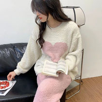 Day Faculty Soft Mianyang Girl Coral Suede Pajamas sweet and great love autumn and winter plus suede Thickened Coral Suede Household Clothing
