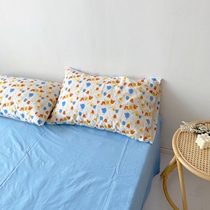  Korean ins tulip blue fresh single pillowcase cotton dormitory single pillow cover without pillow core can be customized