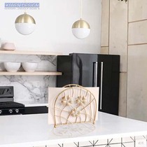 American country Wrought iron small flower desktop vertical tissue holder Napkin storage creative retro kitchen Hotel restaurant