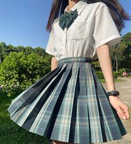 Japan JK uniform pleated short skirt genuine grid skirt Rabbit seam suit Full set of Gish skirt womens summer tide