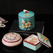 Chinese ceramic bathroom cotton sign box jewelry box storage box living room candy jar creative American bedside table jewelry box
