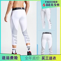 Autumn and winter breathable quick-drying fitness pants mens Capri pants shark pattern basketball leggings running training leggings