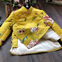 Guochao Tang cheongsam winter 2021 new small coat young girl Chinese wind clip cotton long sleeve Chinese winter