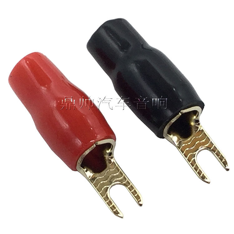 Ding Shuai car audio wire retrofit pure copper plated 24K gold 4-U terminal amplifier plug