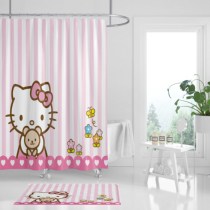 Cartoon kitty thickened polyester waterproof mildew shower curtain cloth Bathroom hanging curtain Bathroom living room partition curtain door curtain