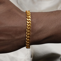 GRGR 18K gold Cuban chain bracelet male and female hip hop couple of the same model of European and American popular cuban link