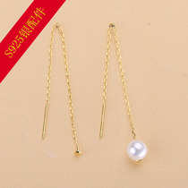 DIY Accessories s925 Pure Silver K Gold Tong-Style Road Pass Ear Accessories Earrings Earrings Earrings Hollow hand ornaments