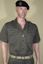 New French Army version F1 gray green short sleeve shirt shirt 90 s