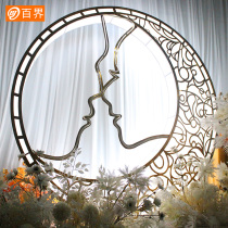 Hundred wedding props Wrought iron luminous moon light box background ornaments Wedding stage decoration can be customized