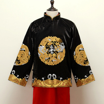 2021 New Black beautiful clothing mens wedding Chinese style toast clothing mens gown coat coat groom embroidered kimono