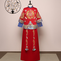 Xiuhe clothing Mens costume Chinese groom wedding dress embroidery dragon and phoenix coat toast mens clothing Red autumn