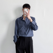 High quality Korean version of long-sleeved shirt boys spring and autumn Joker temperament shirt trend mens ironing top