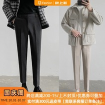ZPZ quality youth slim long pants winter trend mens thick woolen suit pants pants