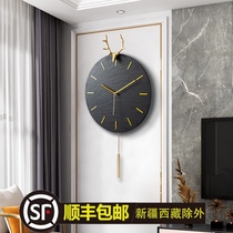 2021 new high-end creative living room wall clock fashion atmospheric simple modern light luxury decorative home clock