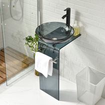 Punch-free balcony glass wash basin small apartment toilet wash basin floor courtyard outdoor sink