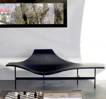  Nordic light luxury style designer Massad recliner Villa living room balcony Chaise longue nap can lie on leather chair Wabi-sabi wind