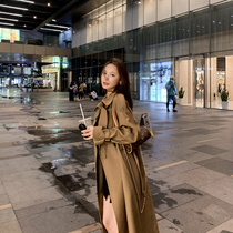 Trench coat womens long 2021 Spring and Autumn New style Korean version of loose high-end British style casual knee jacket