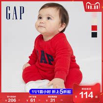 Gap baby LOGO imitation lamb velvet foreign air jumpsuit 665534 winter new childrens clothing plus Velvet Baby out