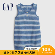 Gap Baby pure cotton Henry collar sleeveless one-piece clothes 797785 2021 Summer new childrens dress striped bag fart