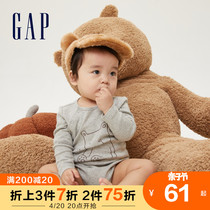 Gap Baby Pure Cotton Side Opening Flap Long Sleeve One-piece Suit 822405 Spring 2022 New Child Clothing Bag Fart Climbing Suit