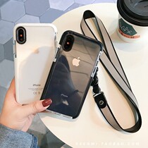 New simple transparent iPhoe11pro max phone case X Xr for Pingguo 8plus 7 lanyard 6s love