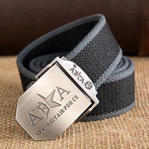 Unisex automatic buckle belt Casual woven jeans belt trend Korean overalls Canvas military belt