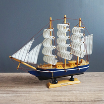 Creative study furnishings office decorations Mediterranean smooth sailing small sailboat ornaments wooden crafts