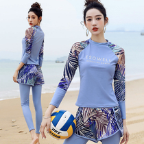 Korean diving suit women split long sleeve pants swimsuit conservative slim sunscreen quick-drying surf snorkeling jellyfish suit