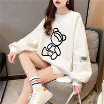 Long sleeves Long sleeves Long sleeves for pregnant women in spring and autumn clothing Han version loose with big code Womens thin section Cartoon Round Neckline with Fat