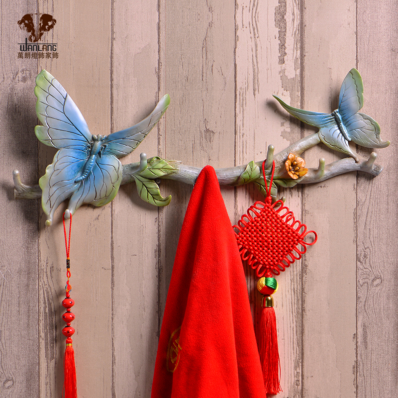 Butterfly Hanging Chinese Creative Wall Hanging Wall Coat Hat Rack Arrangement Hanging Bedroom Clothing Store Wall Decoration Hanging